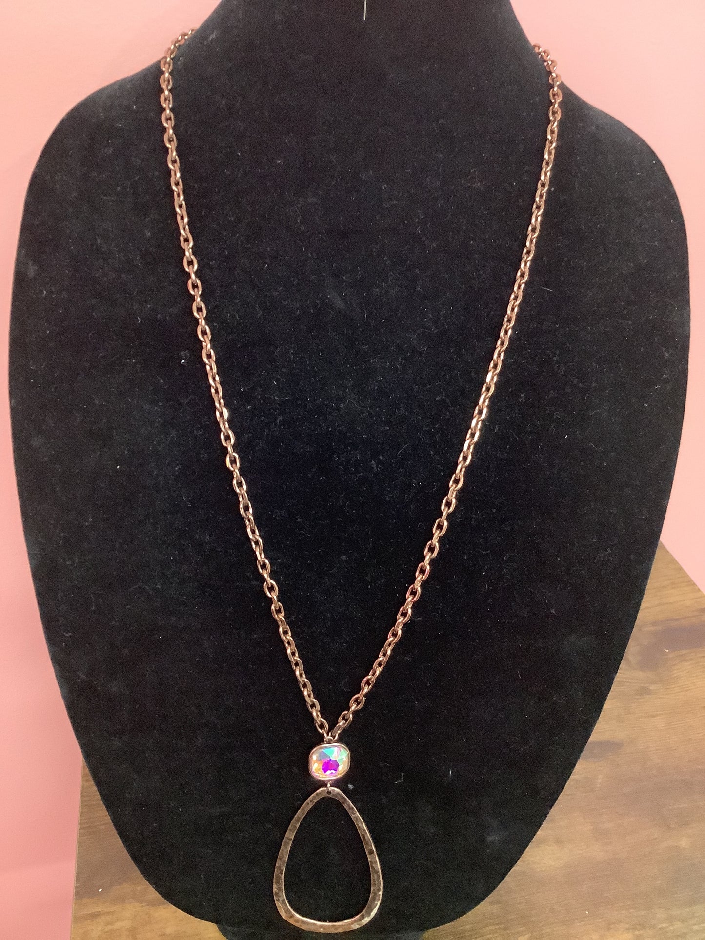 Rose Gold Necklace with Crystal Pendant