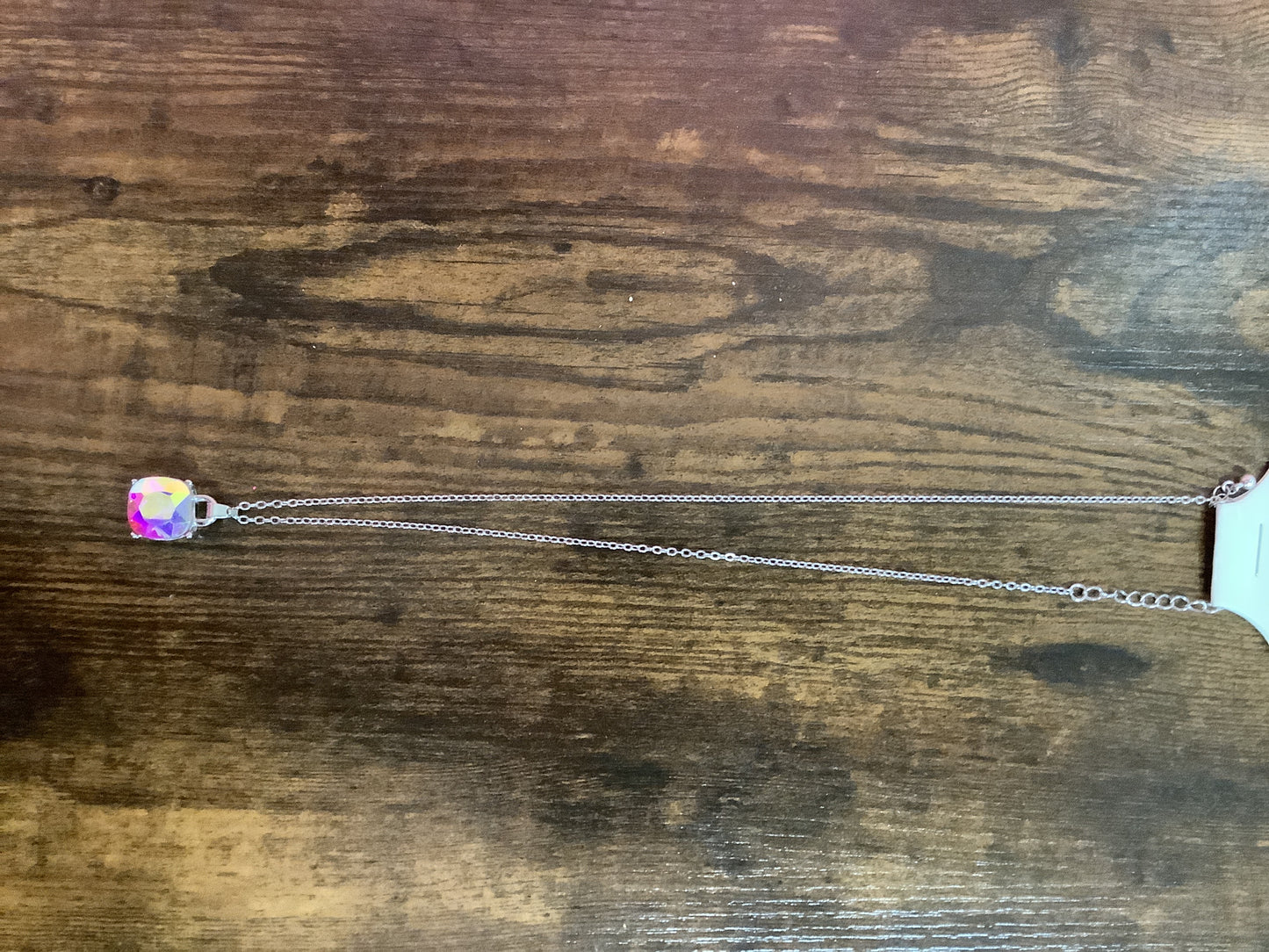 Silver Chain with Iridescent Pendant