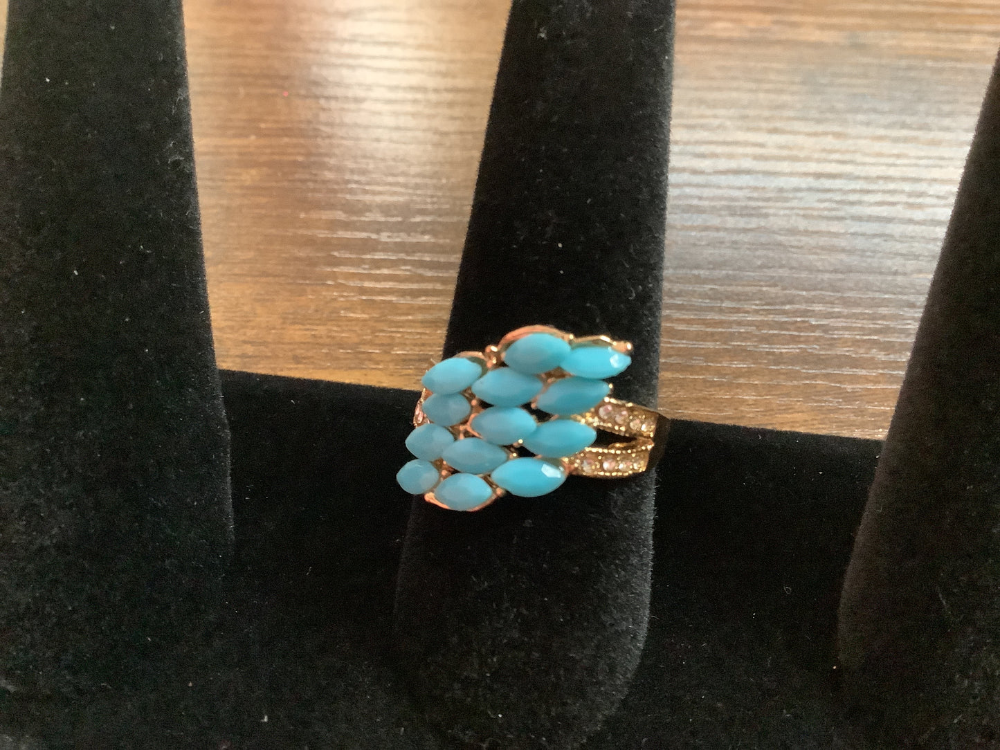 Gold Tone Turquoise Ring