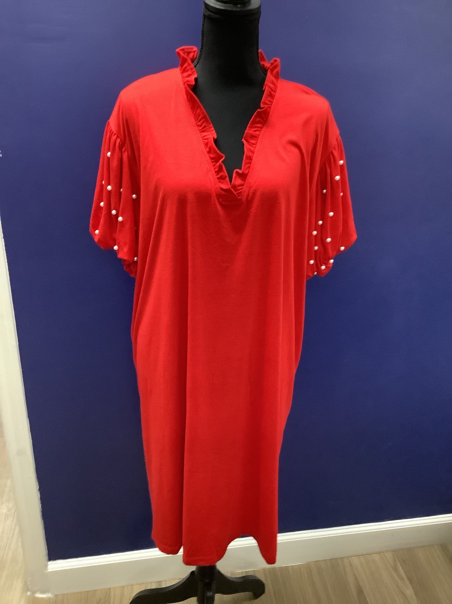 Red with Pearl beads and pockets