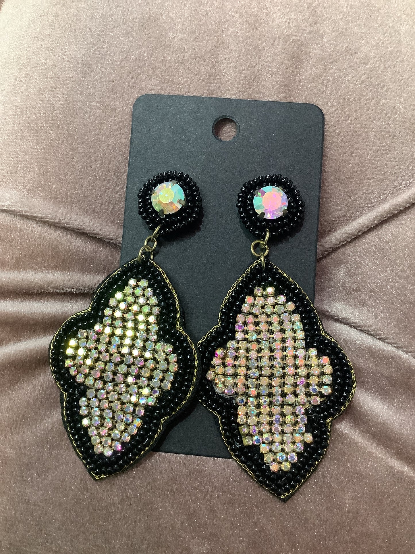 Black with Rhinestone Earrings