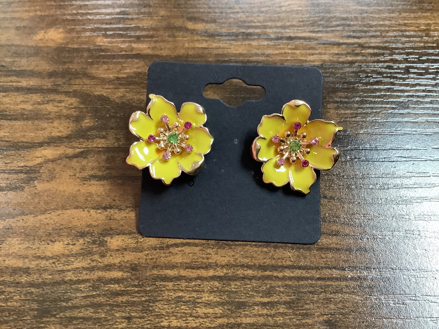 Yellow Antique Flower Stud