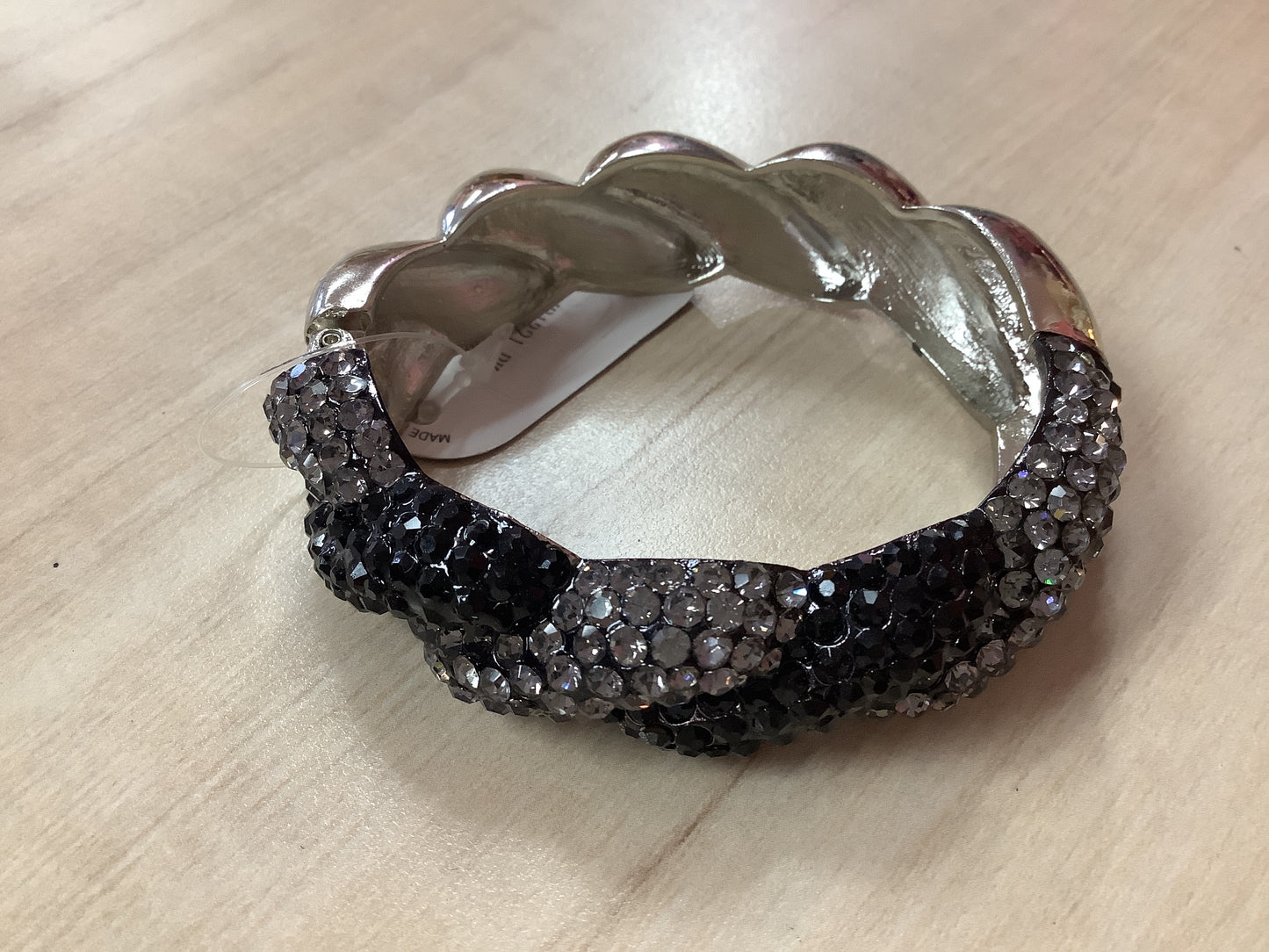 Black and Charcoal on Silver Bracelet