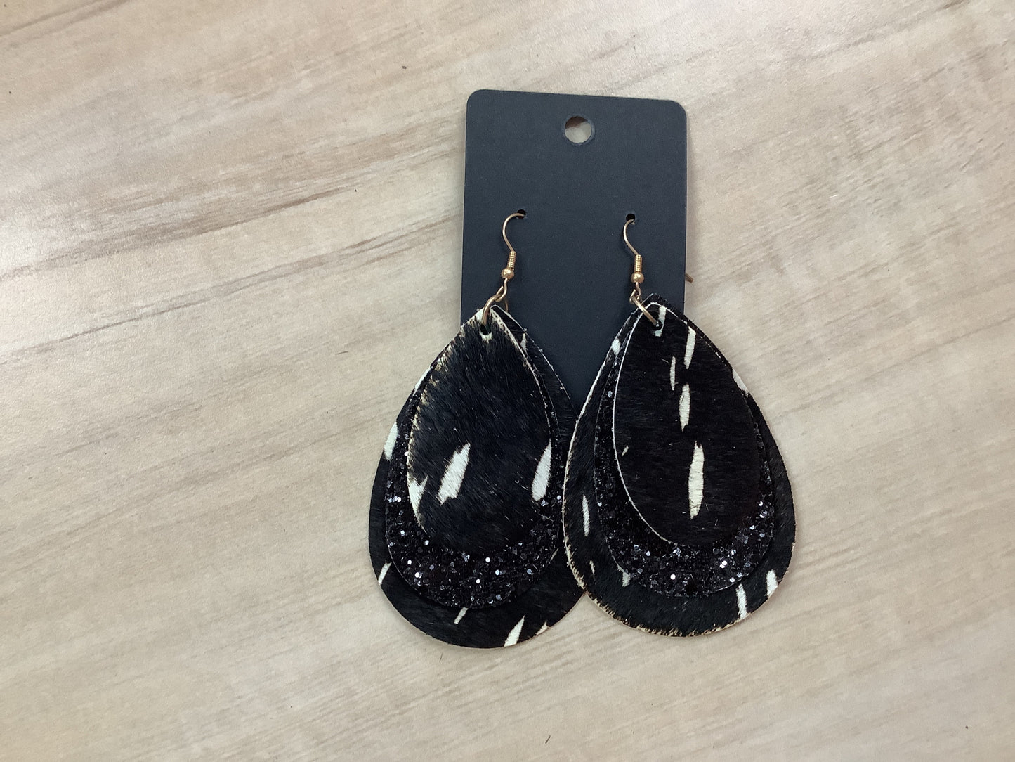 Layered Cowprint Earrings