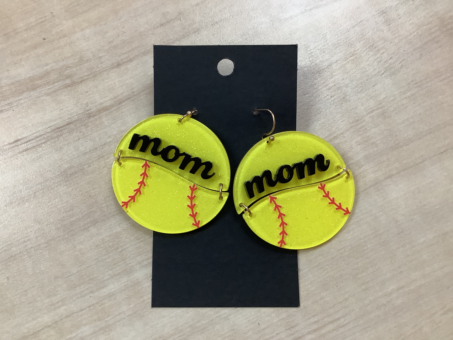Softball Acrylic Mom Earrings