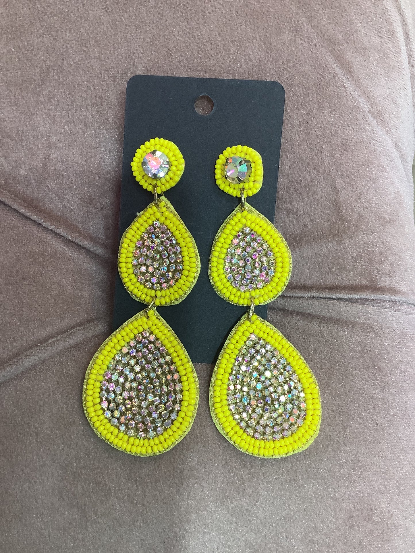 Yellow Beaded Earrings