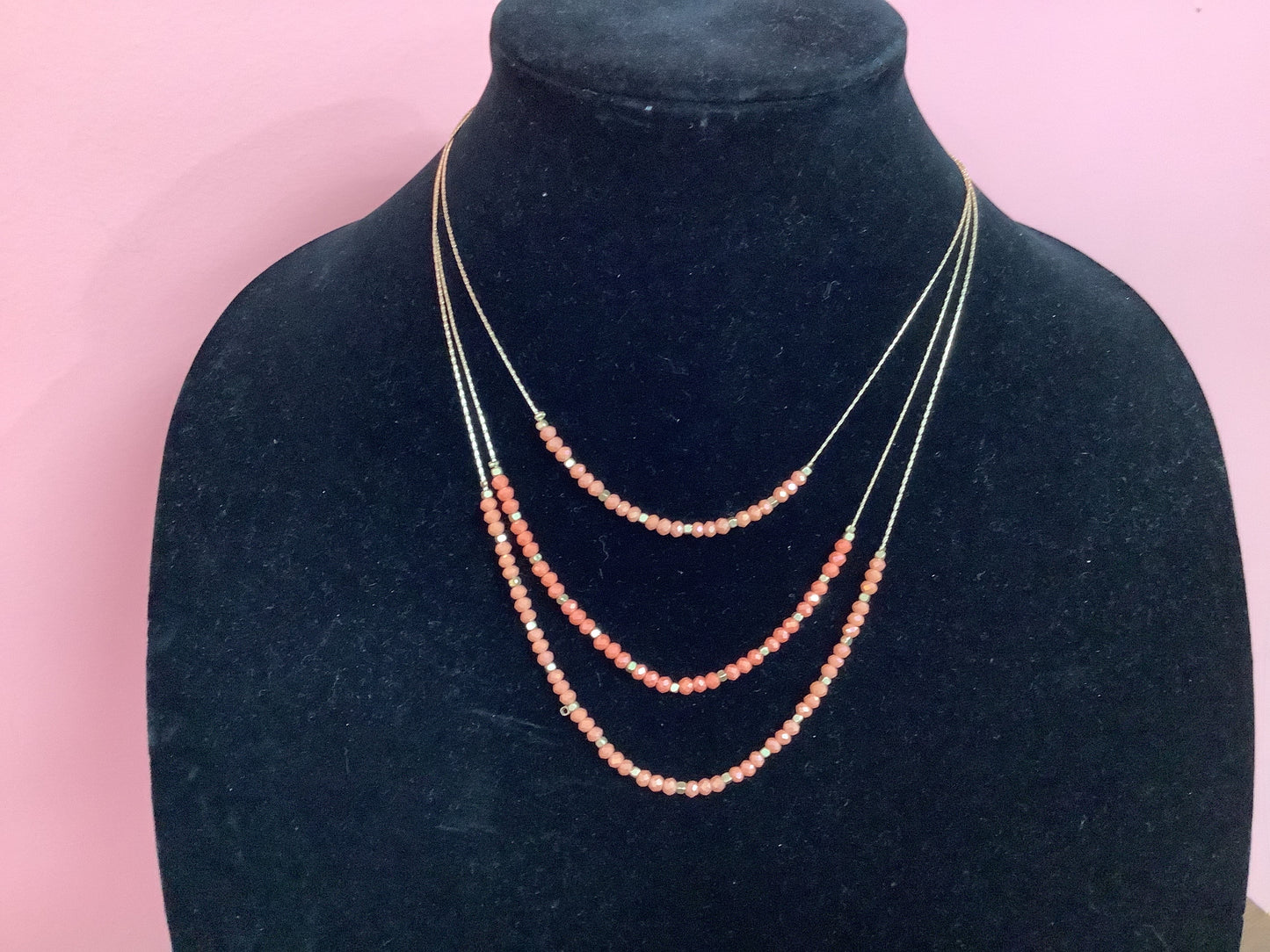 Triple Beaded Rondelle Necklace