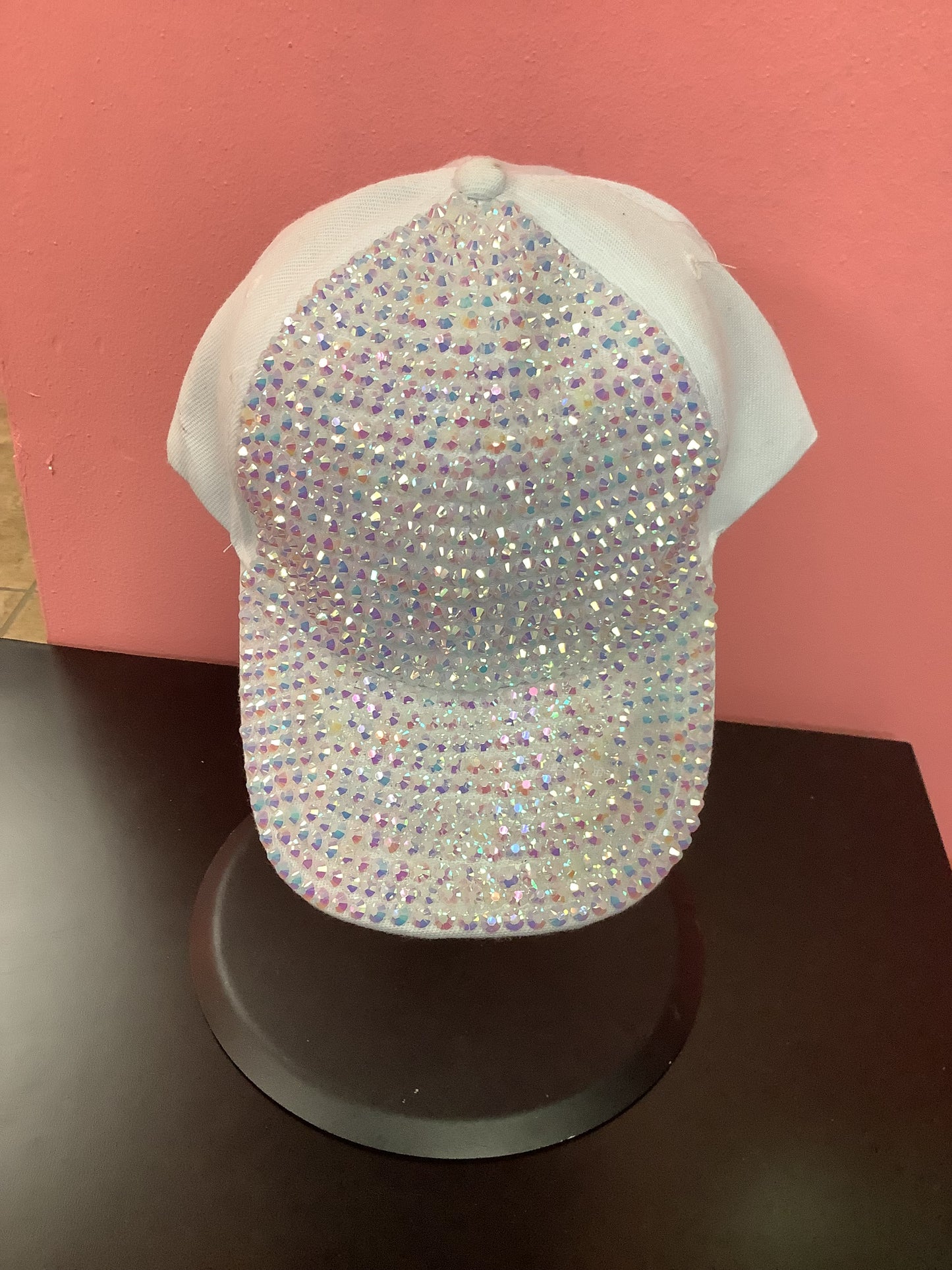 White Rhinestone Cap