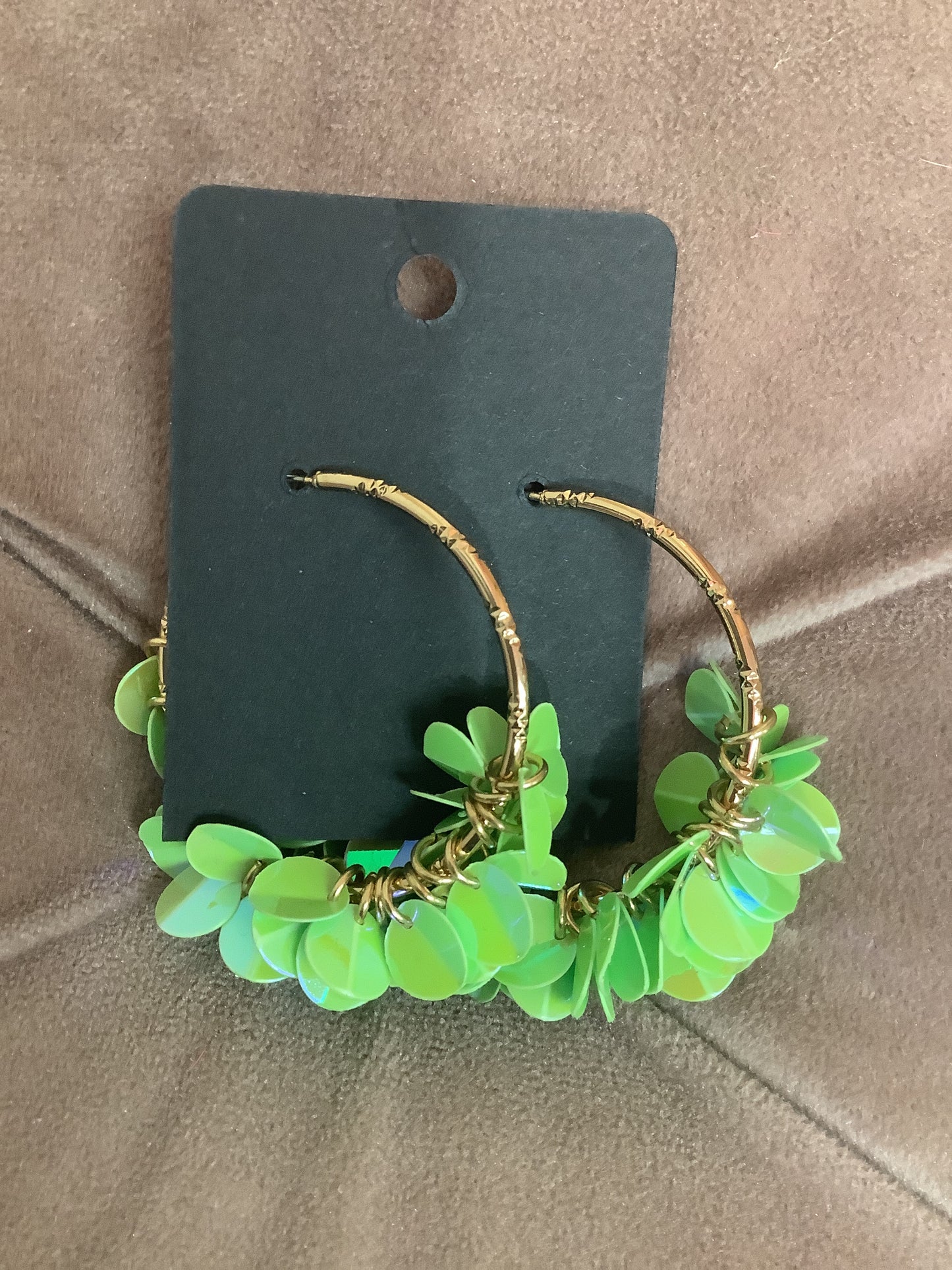 Green Hoop Earrings