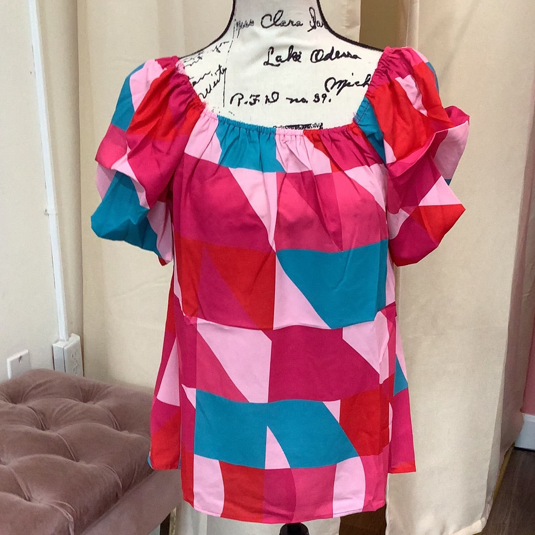 Multi color shapes Top