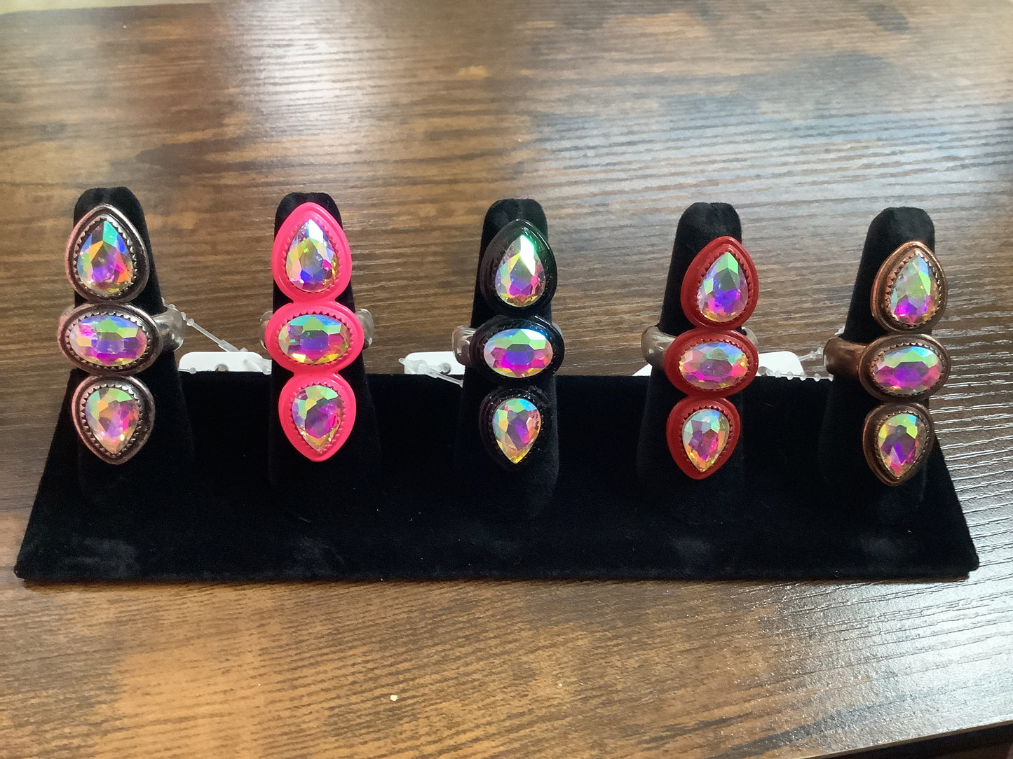 Layered Ring with Clear Stones