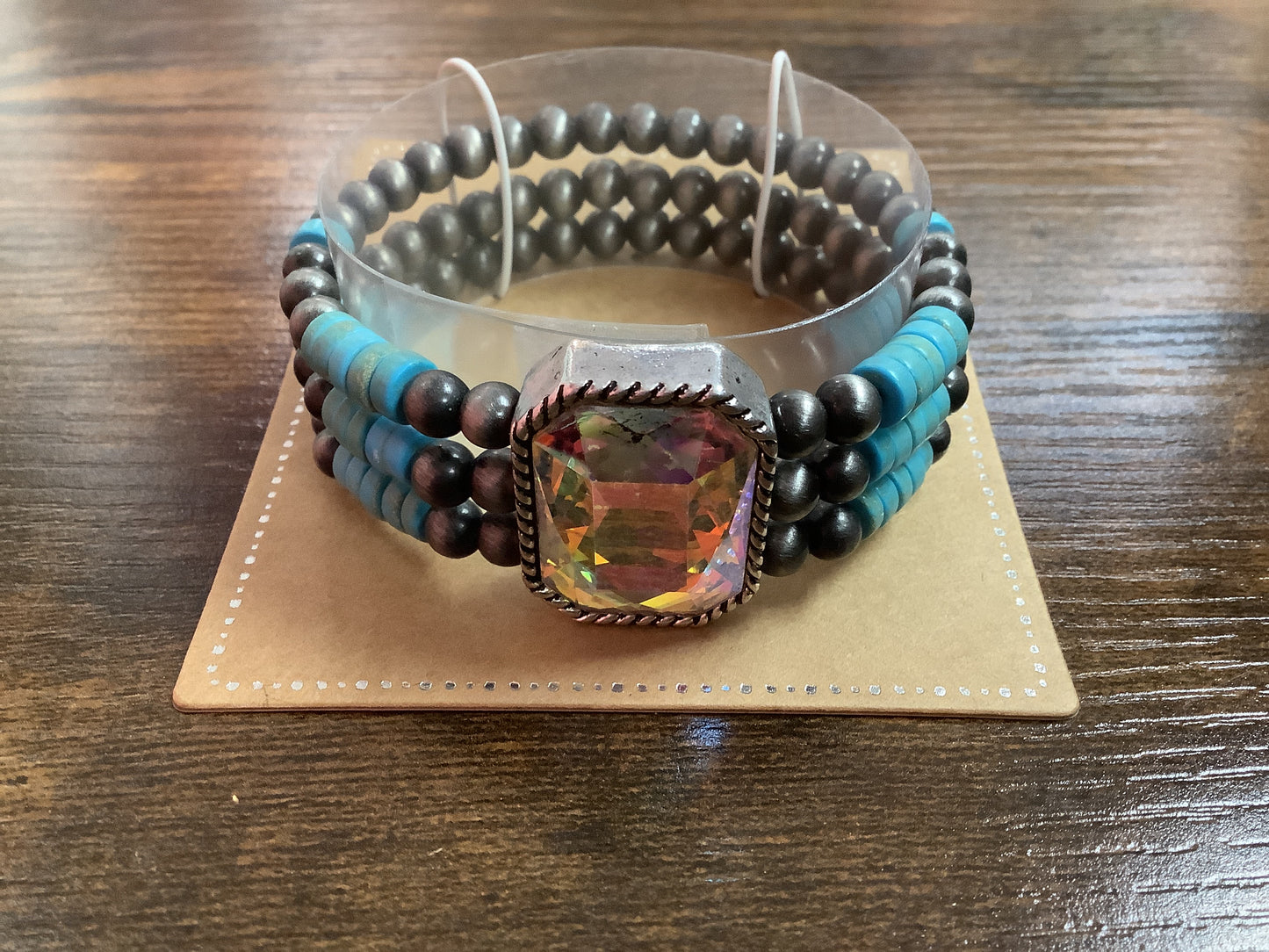 Turquoise and Gray Western Bracelet