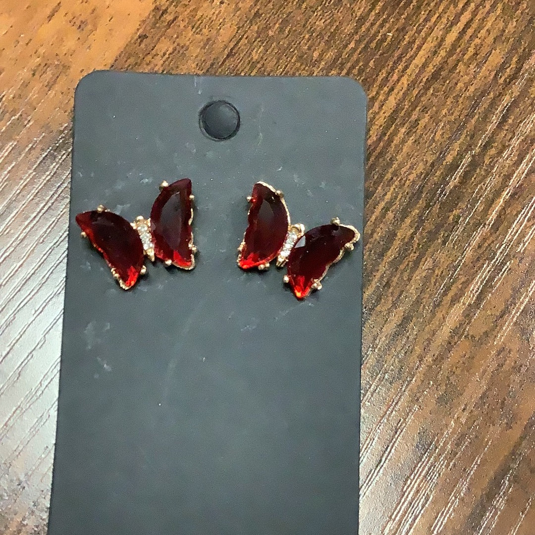Red Butterfly Studs