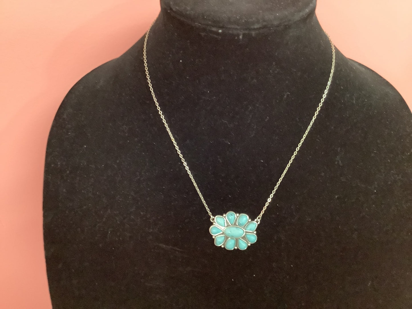Silver Turquoise Pendant Necklace