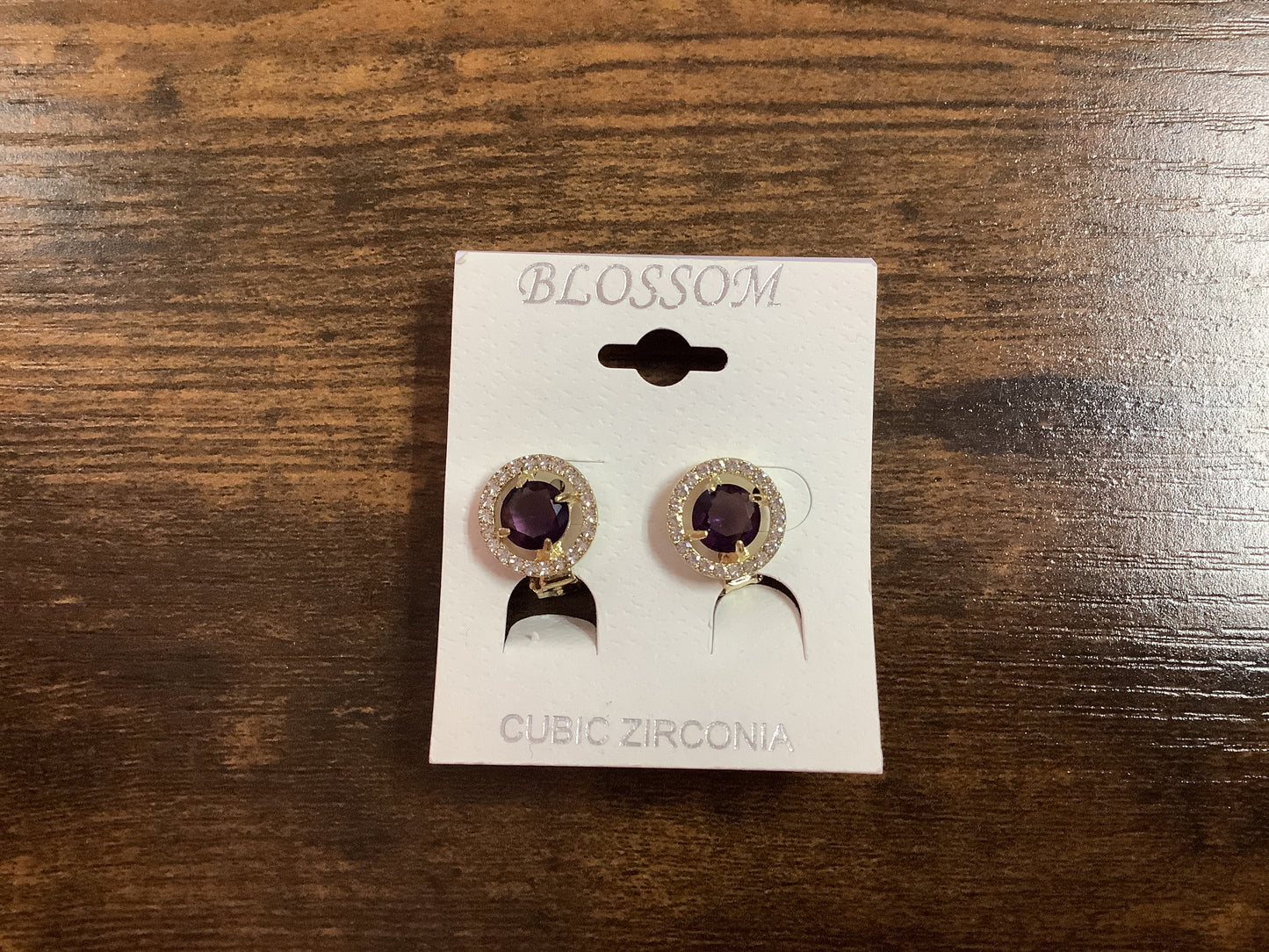Purple with Rhinestone Clip Earrings