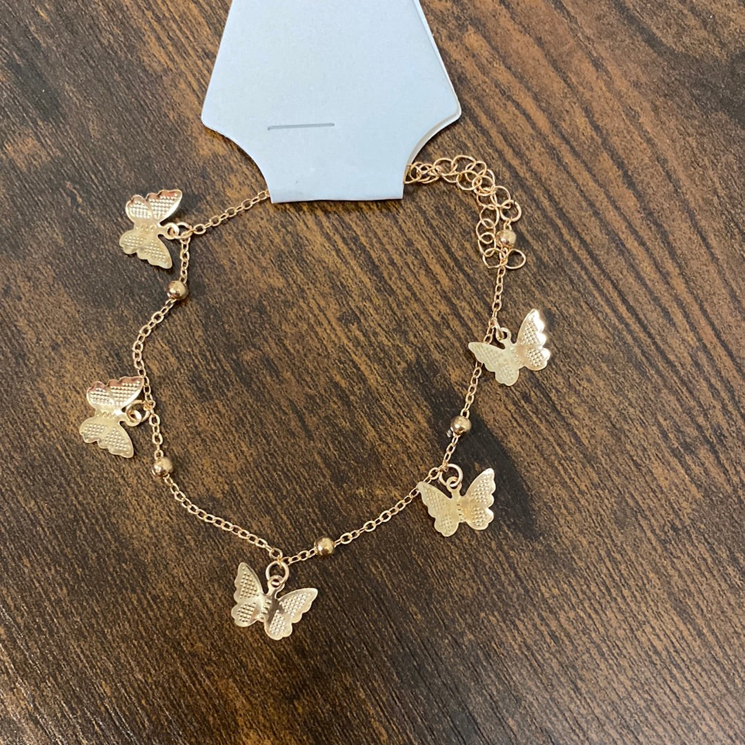 Gold butterfly anklet