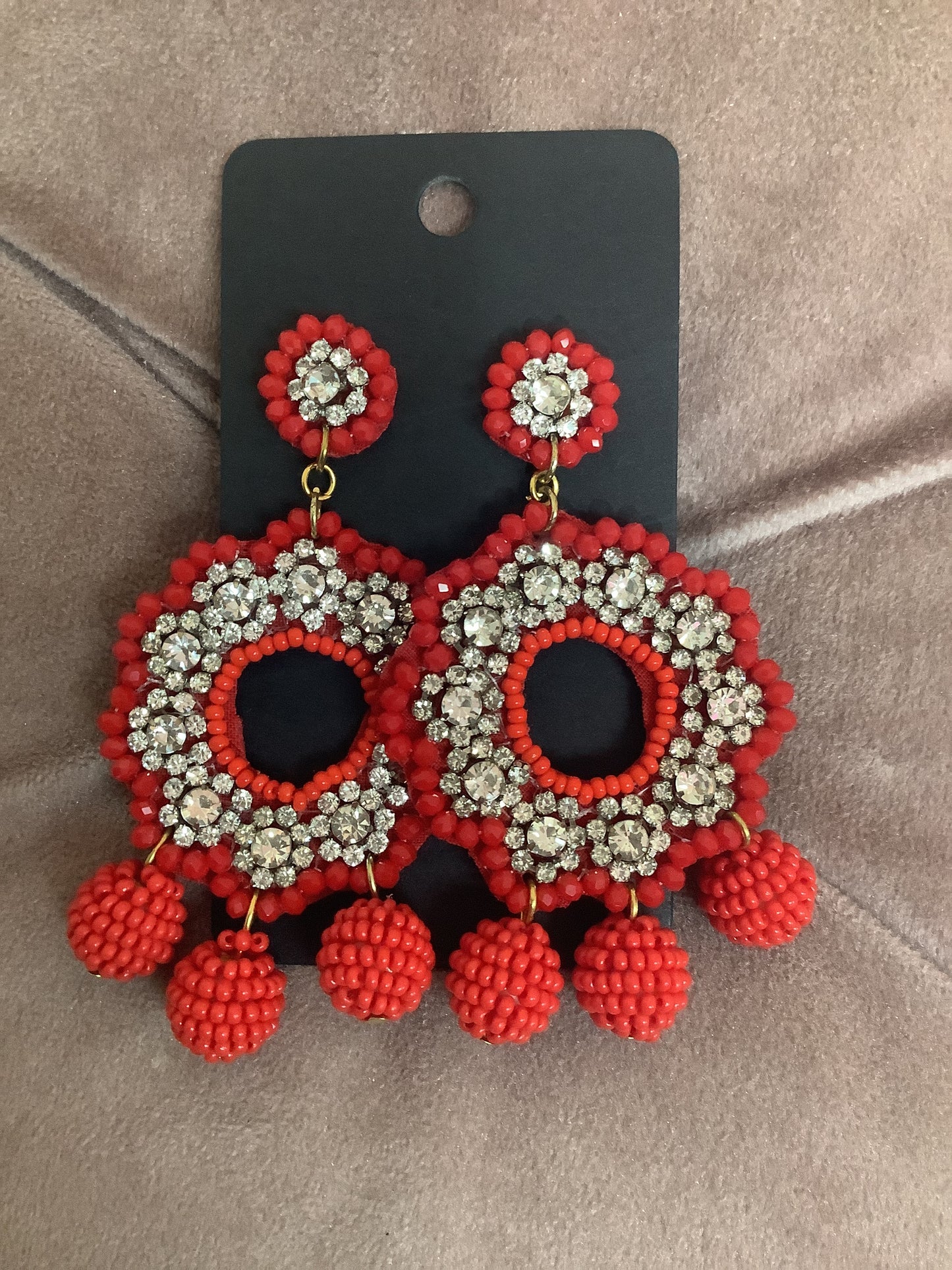 Diamond Red Earrings