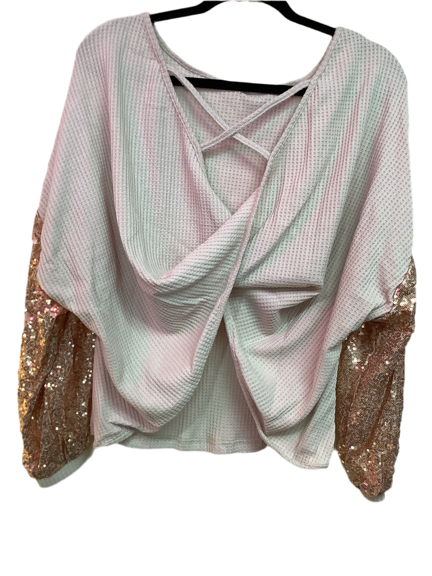 Sequin Sleeve Blouse open Back