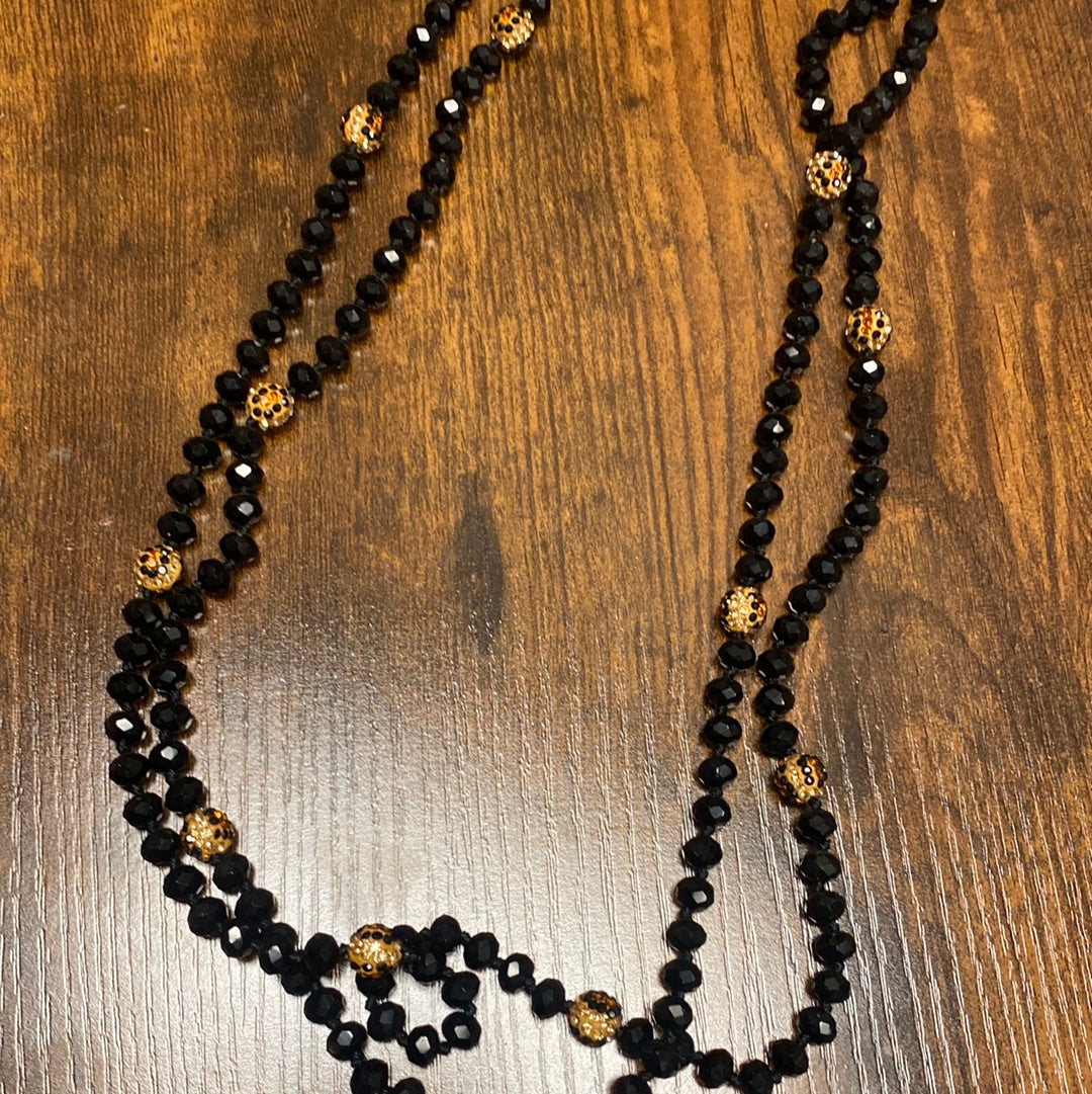 Cheetah Black Bead Necklace