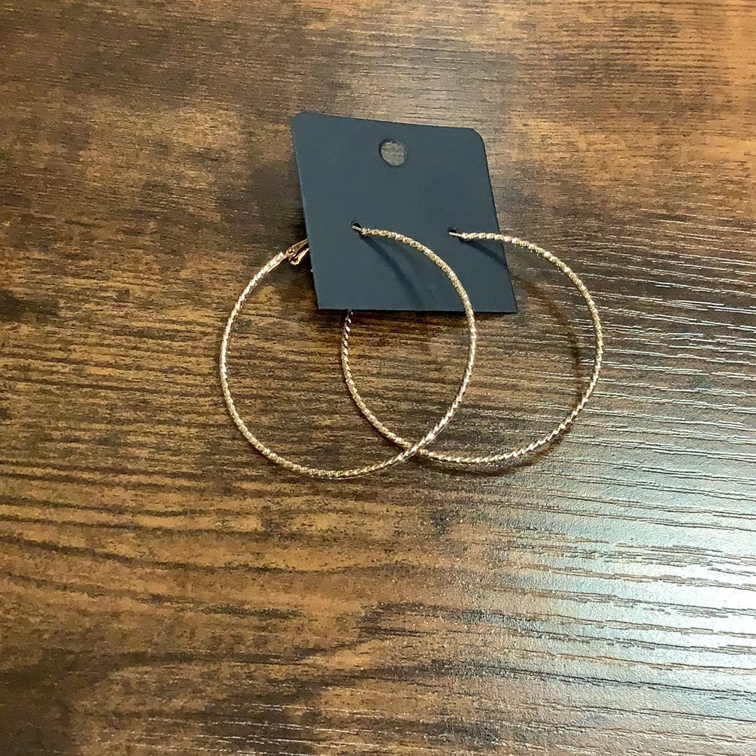 Gold Ridged hoop Earrings