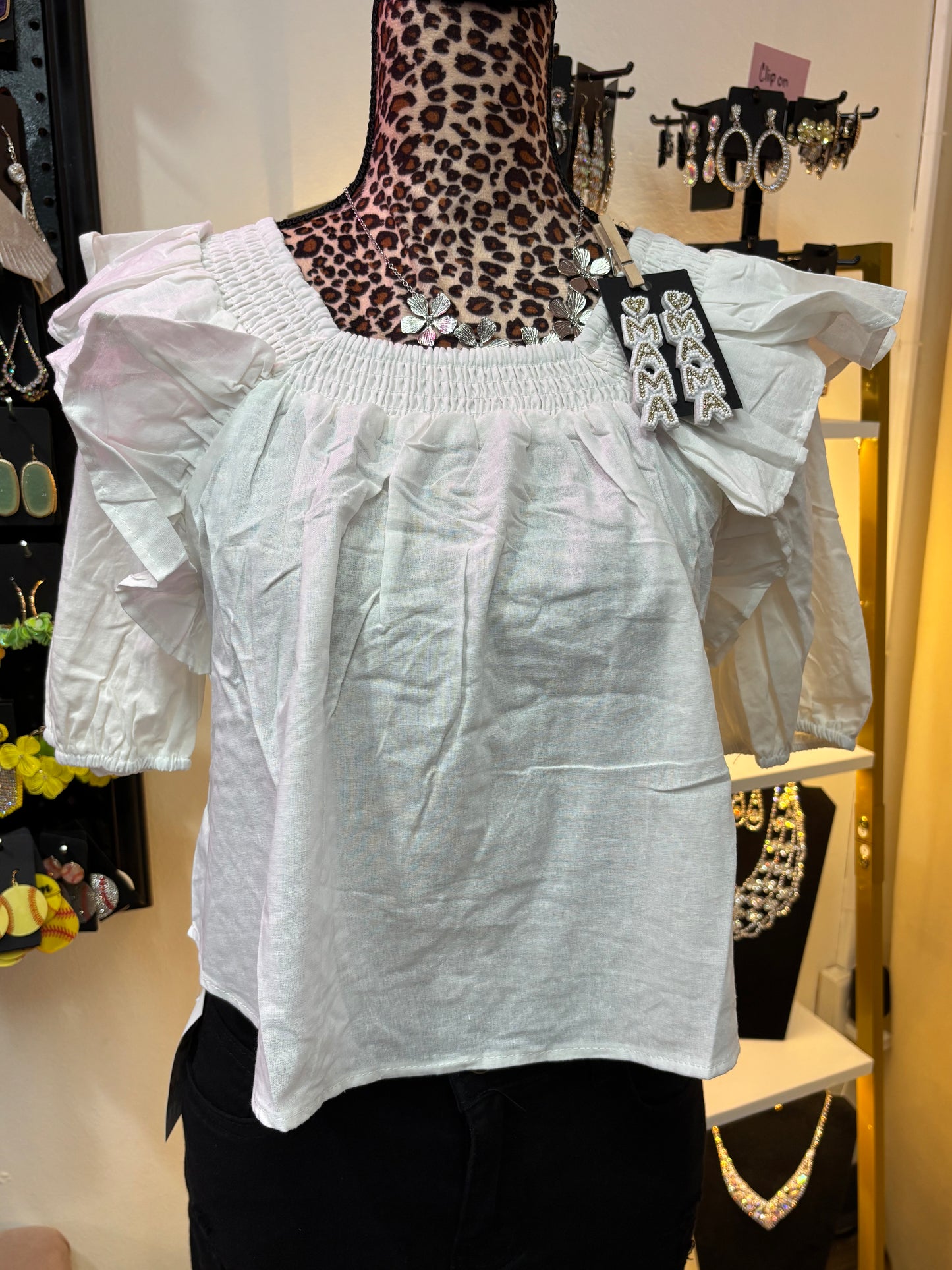 White Ruffle Off Shoulder Crop Top