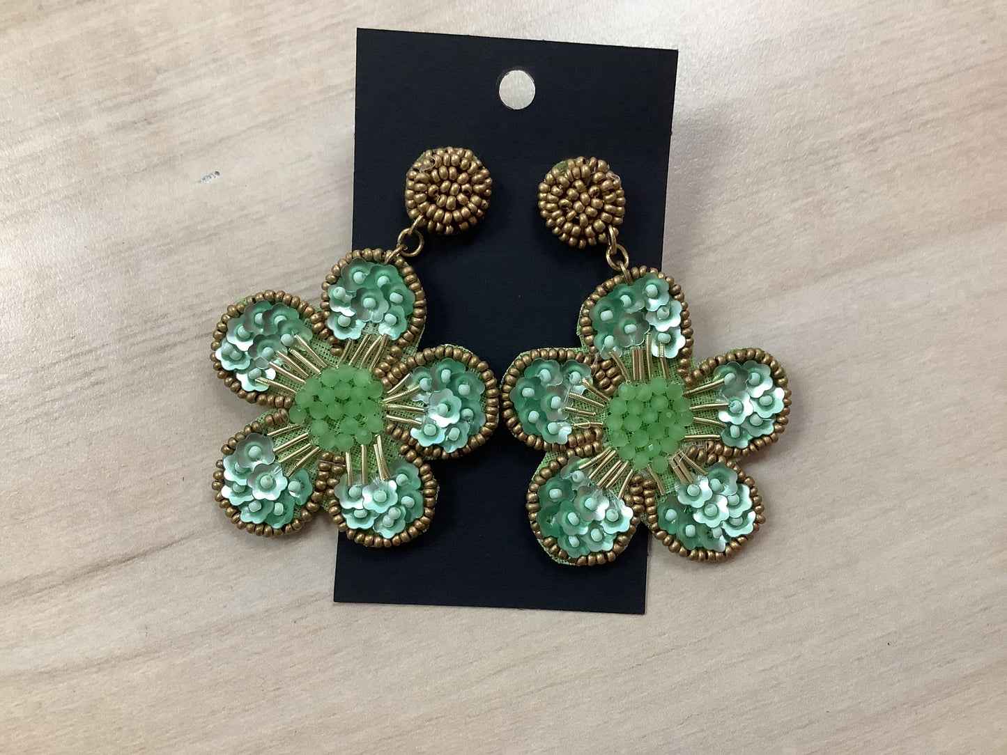 Green Flower Earrings