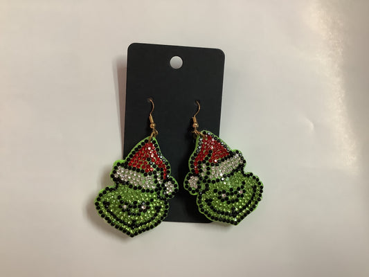 Grinch Puff Bling Earrings