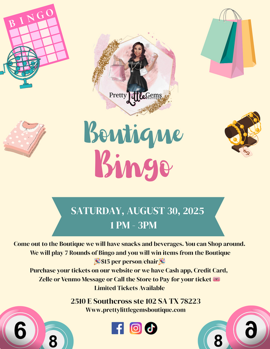 EVENT BOUTIQUE BINGO 08/30/25