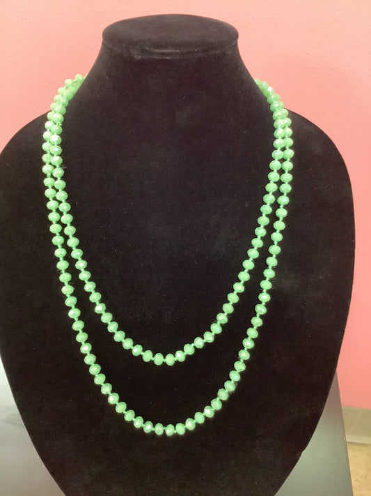 Iridescent Green Beaded Necklace