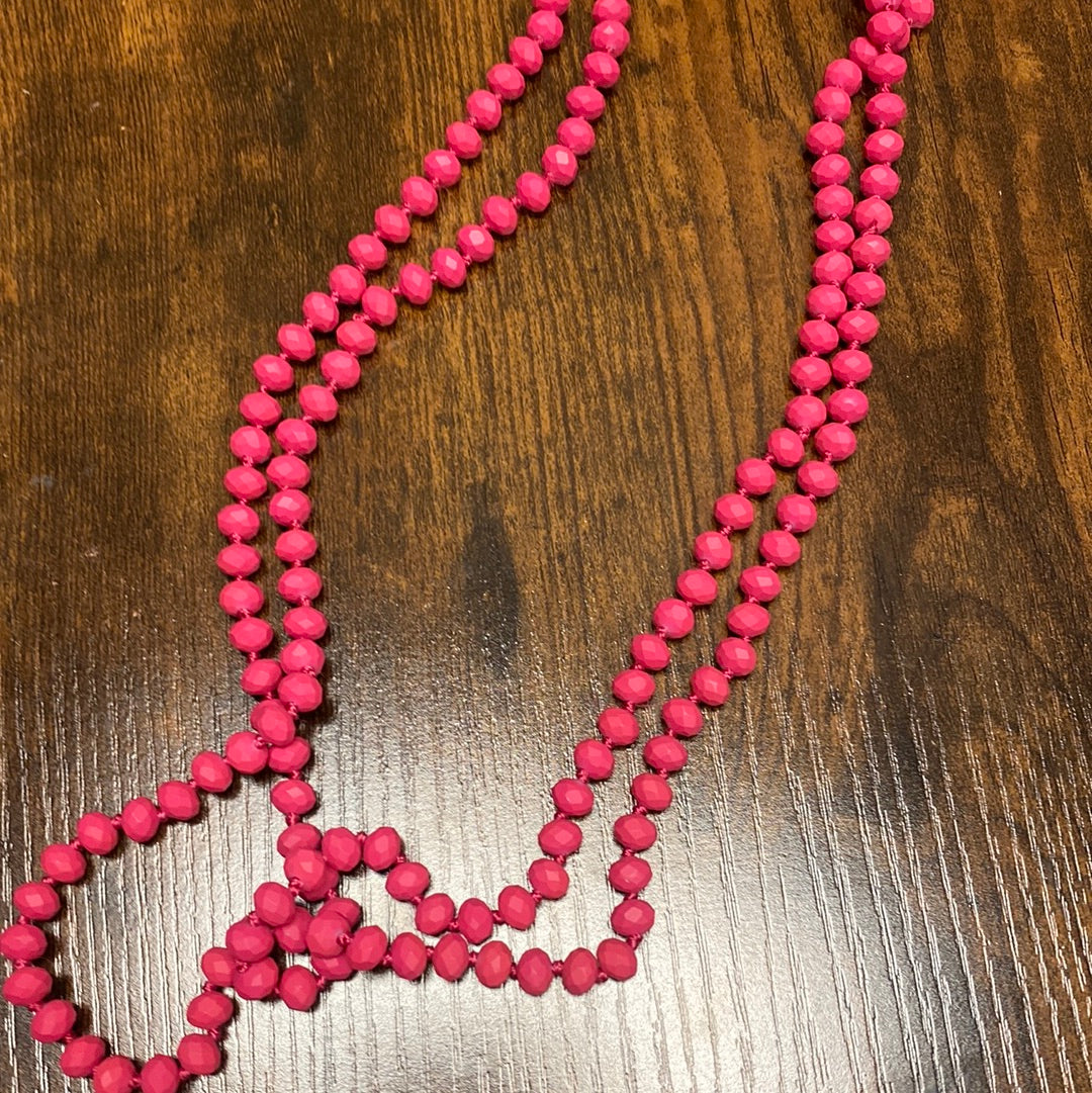 Matte Pink Bead Necklace
