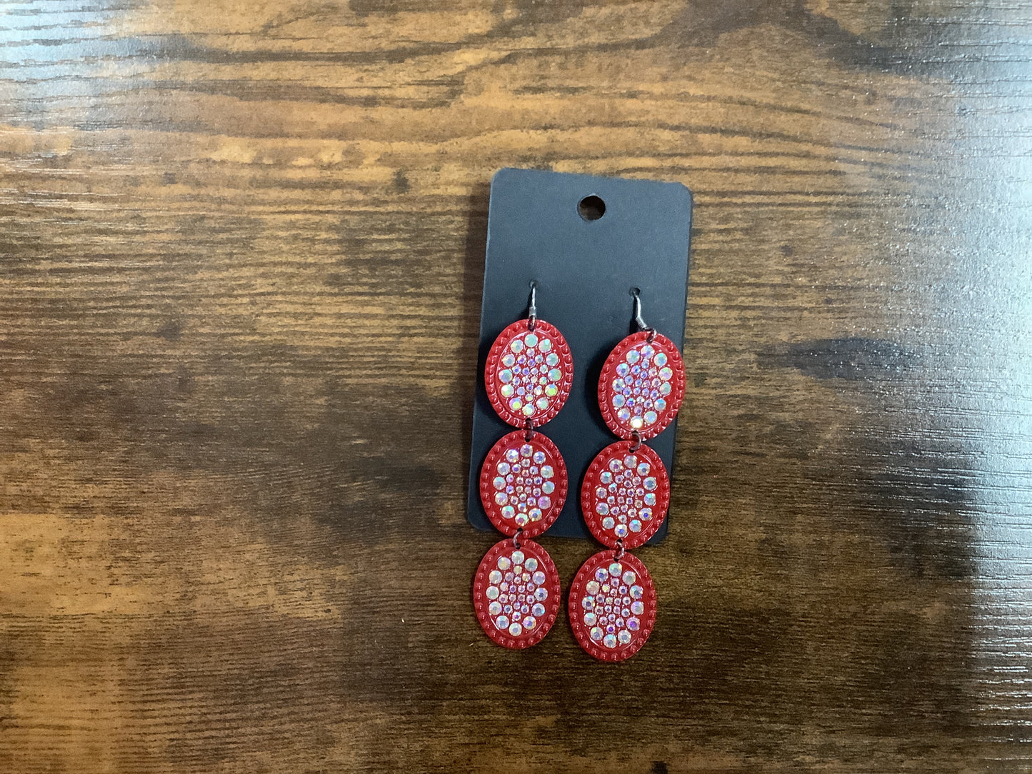 Red Layered Dangle Earrings