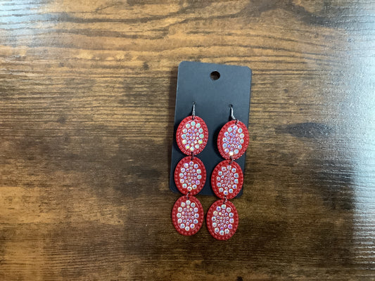 Red Layered Dangle Earrings
