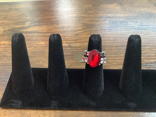 Silver Ring with Red Stone