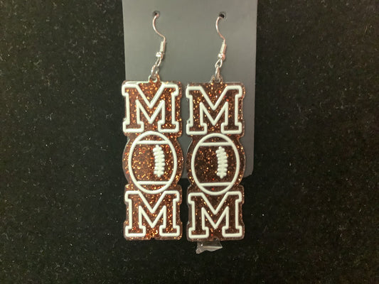 Brown Mom Football Earrings