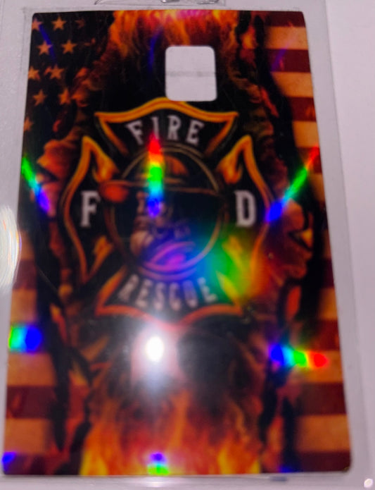 Firefighter burning flag 