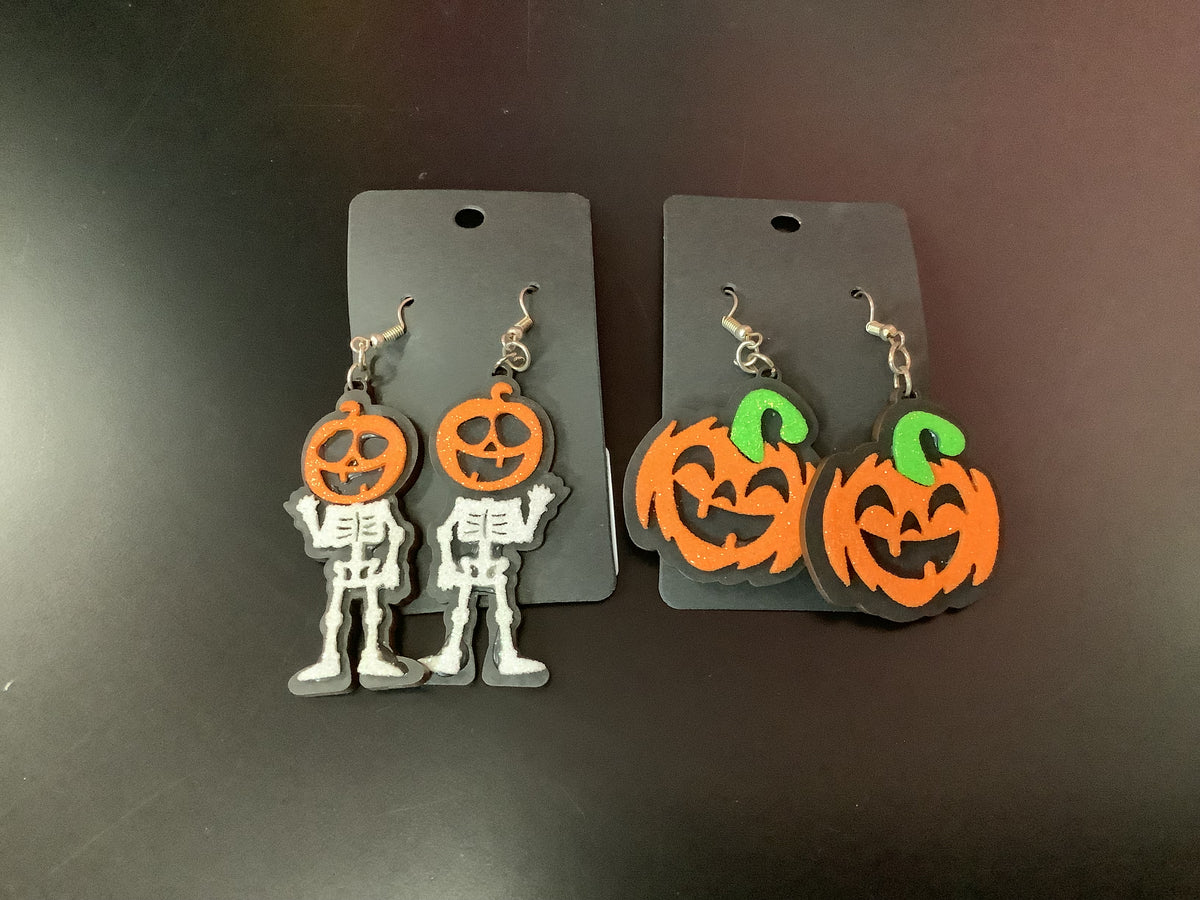 Wood Halloween Earrings