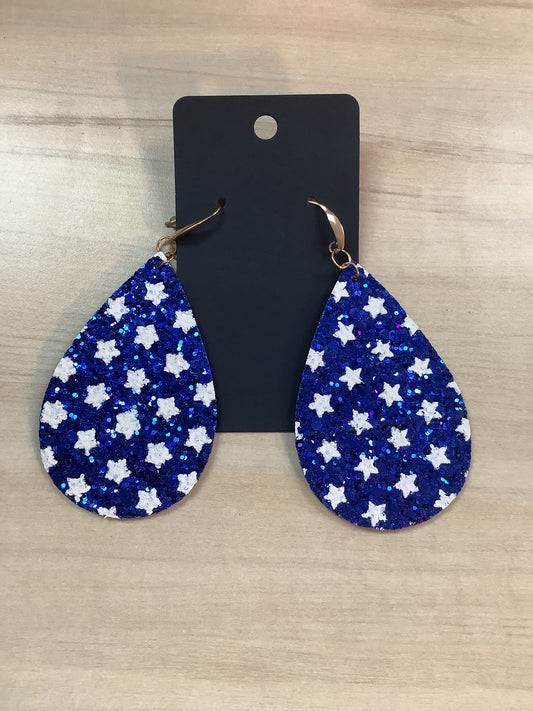 Blue White Star Earrings