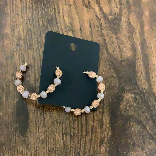 Rose pink bead half hoop