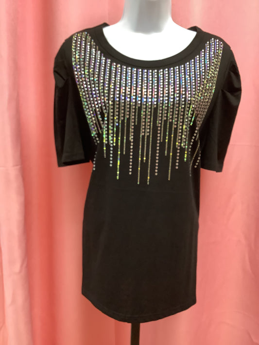Black Rhinestone Blouse