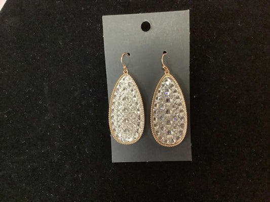 Gold with Silver Stones Earrings