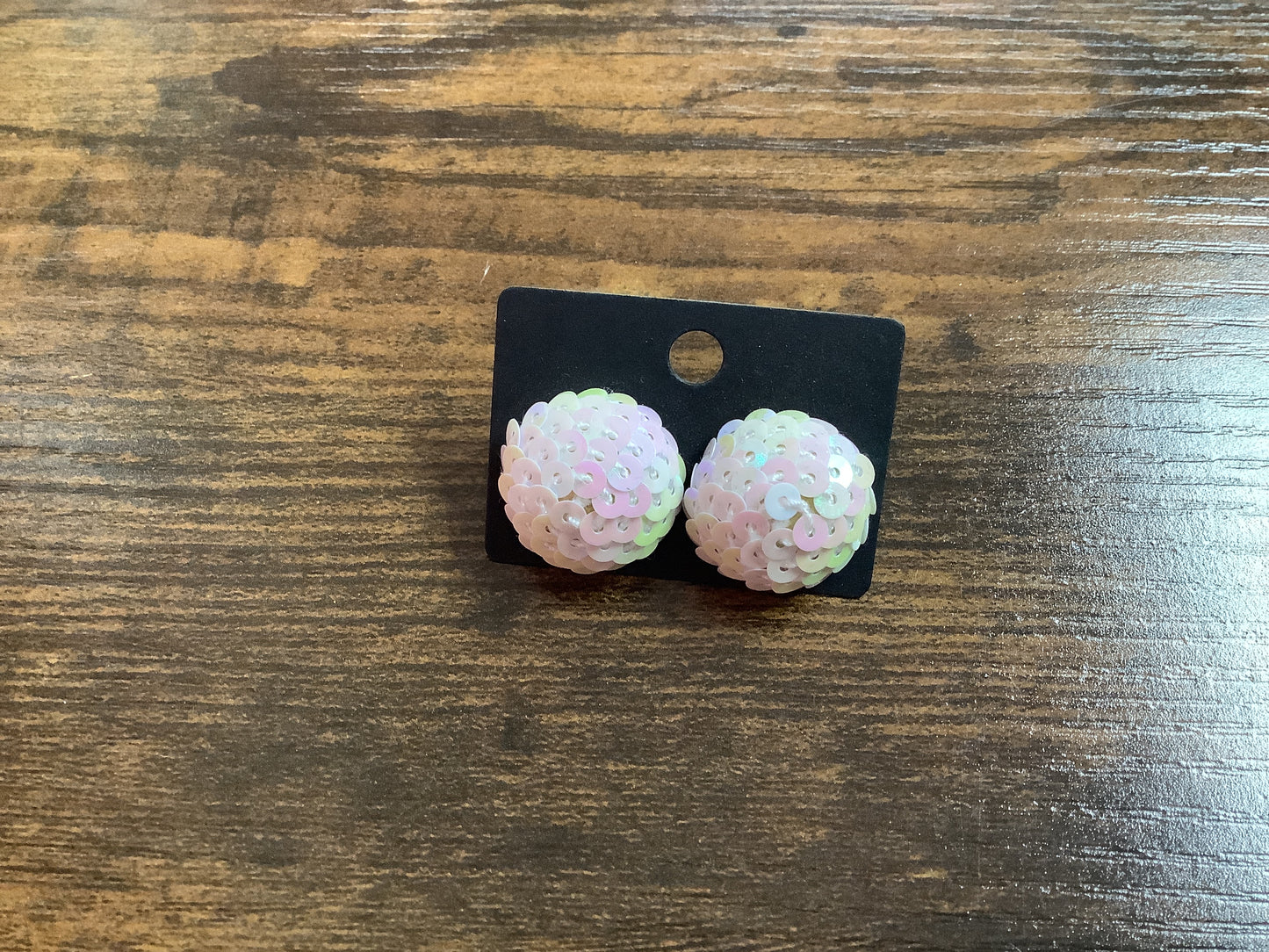 White Sequins Stud Earrings