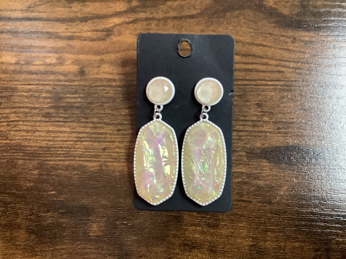 White Iridescent earrings