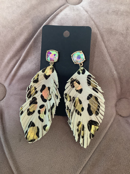 Cheetah Feather Earrings