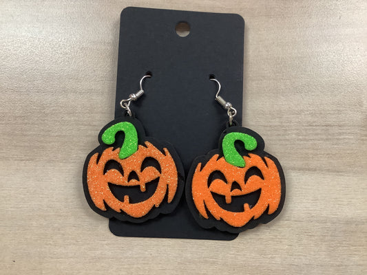 Wood Pumkin Earrings