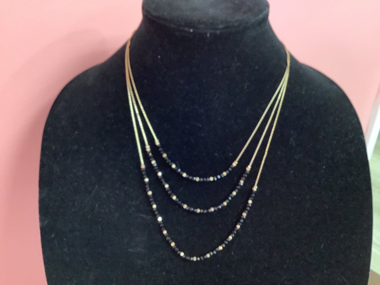 Triple Beaded Rondelle Necklace