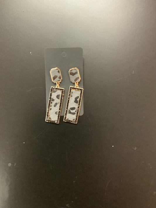 Black Cheetah Square Earrings