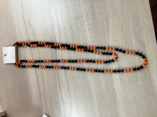 Orange and Black Beaded Necklace