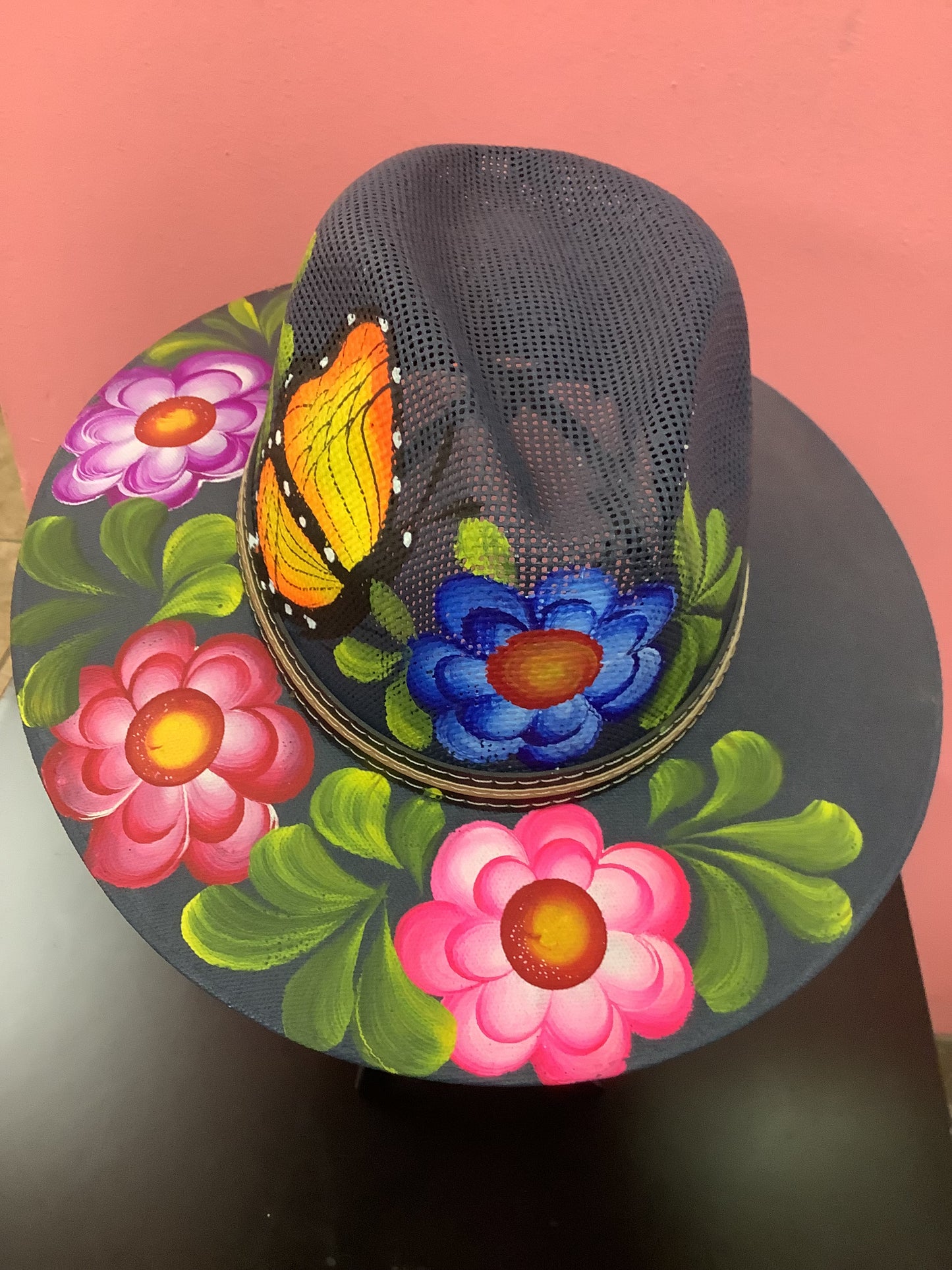 Black Floral Hat