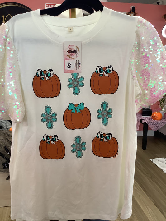 Sequence Sleeve Pumpkin Shirt