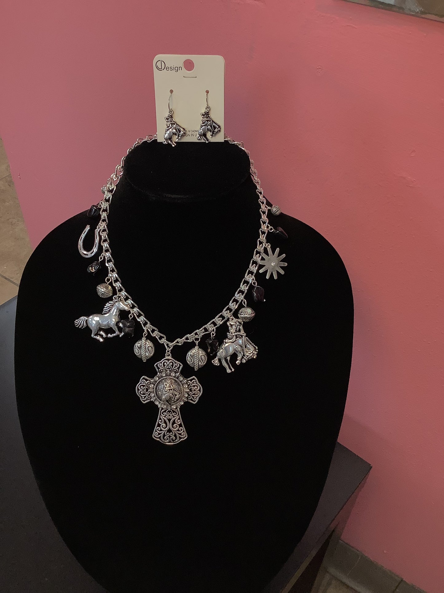 Western Cross Charm Necklace